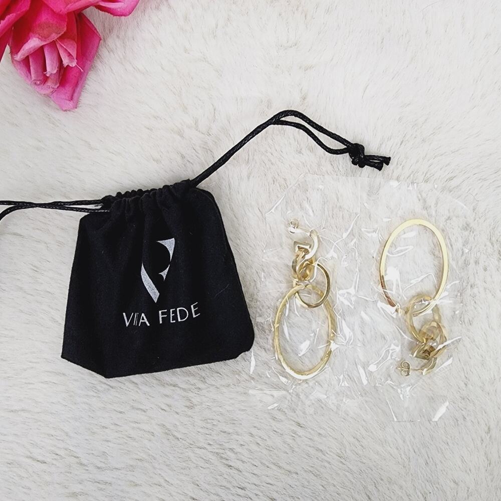 Vita Fede Cassio 24K Gold Plated Convertible Dangle Drop Modular Earrings NEW